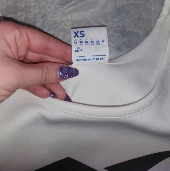 Reebok Women's White Tank Top with Black Logo - Picture 3 of 4